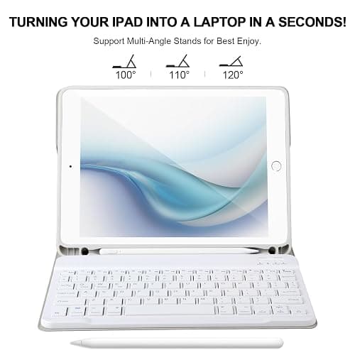 APHBZGE for iPad 6/5th Generation Case with Keyboard 2018/2017,Detachable Bluetooth Keyboard case for iPad Air 2/1,iPad Keyboard Case 9.7 inch with Pencil Holder,Square Keycaps,Gray thumbnail 4