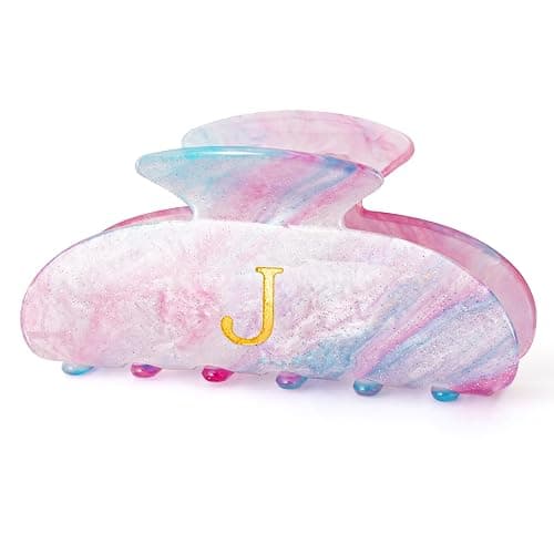 Fycert Birthday Gift for Girls Initial Hair Clips Personalized Hair Claws Teacher Gifts for 3 4 5 6 7 8 9 10 11 12 13 Year Old Girls - Lavender,J - Image 1