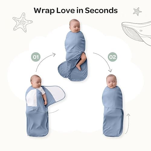 Momcozy Swaddles for Newborns, Quiet Fastener Swaddle Suitable for Infant 0-3 Months, New-Parent-Friendly Sleep Sack, Reduce Startle Reflex, Newborn Boys Girls Registry Essentials, 2-Pack, Serenity thumbnail 6