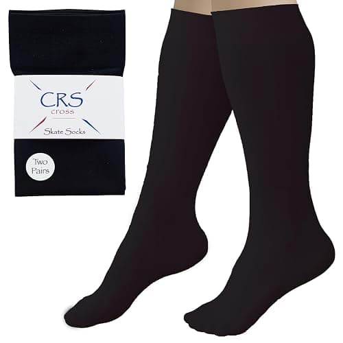 CRS Cross Figure Skating Socks. 2 Pair Knee High Tights. Premium Footed Ice Skate Dance Socks in a Variety of Colors. - Image 1