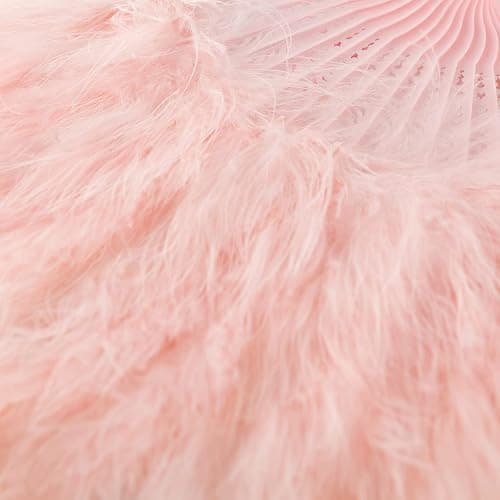BABEYOND Marabou Feather Fan 20s Vintage Folding Fan Flapper Hand Fan for Costume Dancing Show Tea Party Wedding Decoration (Pink-Pink Rib) thumbnail 4