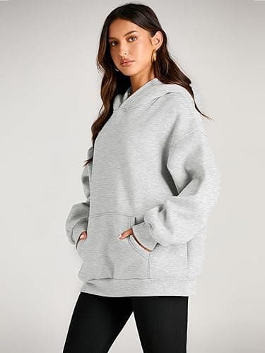Trendy Queen Womens Oversized Hoodies Fleece Sweatshirts Fall Fashion 2025 Pullover Sweaters Winter Clothes - Grey - Small thumbnail 3