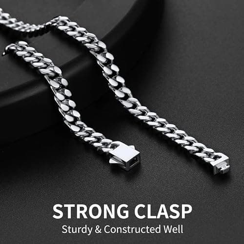 ChainsHouse Stainless Steel Mens Cuban Link Chain, Black/ 18K Gold Plated Miami Cuban Chain Necklace, 5mm/7mm/9mm/12mm/14mm Width, No Tarnish& Durable Hip Hop Mens Jewelry, 18"-30", Send Gift Box thumbnail 3