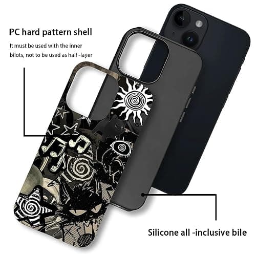 Bvkilrvc for iPhone 13 14 Case, Grunge Black Cat Pattern Print Matte Phone Case Funny Liquid Silicone Case Impact Resistant Anti-Scratch Shockproof Protective Cover thumbnail 3