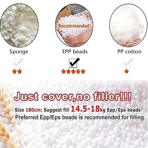 JaidWefj Faux Fur Bean Bag,Adults Luxurious Giant 5/6/7ft Huge Bean Bag Chair,Ultra Soft Bean Bag Chair(No Filler) E 6FT 150X75cm thumbnail 7