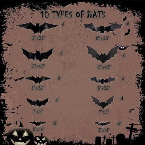 2026 New Halloween 3D Lighted Bats, LED Purple Lighted 3D Bats Halloween Decoration, Upgrade LED Glowing Bat Group Hanging Wall Luminous Glow Clings Multipack (12Pcs Black) thumbnail 8