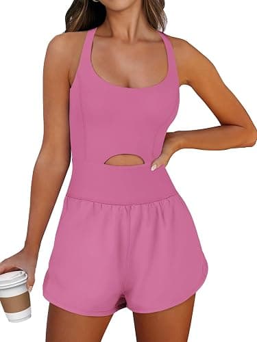 Caracilia Women's Workout Athletic Romper Summer Sets Short Jumpsuits Onesie Running Outfits Exercise Gym 2026 Trendy Clothes - Image 1