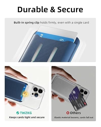 TWZKG for MagSafe Wallet, 3 Card Holder, Magnetic Phone Wallet for iPhone 17/16/15/14/13/12 Series,RFID Blocking Vegan Leather,Navy Blue thumbnail 5