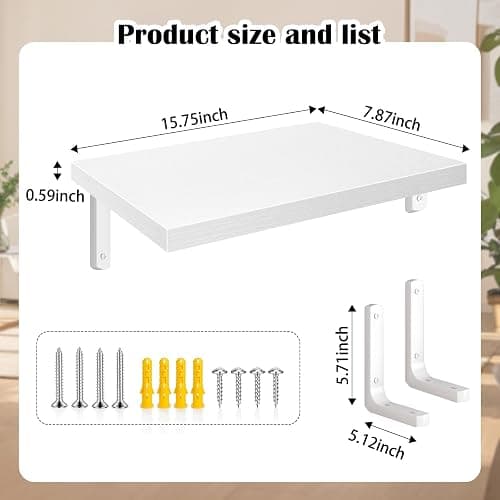 COCIVIVRE 40cm MDF Floating Shelves Wall Mounted 20cm Deep, Set of 3 White Floating Bookshelf for Bedroom, Living Room, Kitchen Storage, Sturdy Shelves with Strong Brackets for Plant Wall Decor thumbnail 3