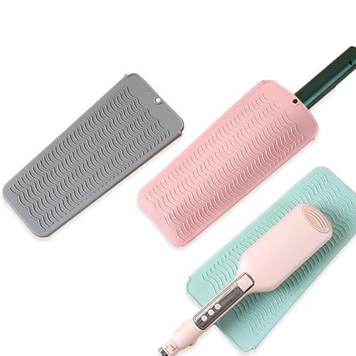 Heat Resistant Silicone Mat with Hanging Hole, Straightener Heat Resistant Travel Mat & Pouch for Curling Iron, Flat Iron and Other Hot Hair Styling Tools, 11 x 5 in, Gray thumbnail 6