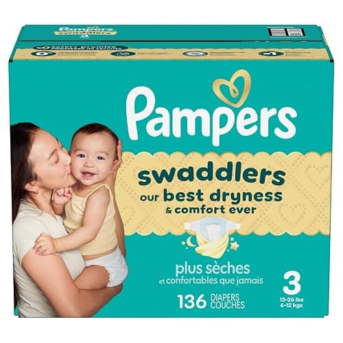 Pampers Swaddlers Diapers, Size 3 (13-26 lbs), 136 Count, Absorbent, Keeps Baby Dry and Comfortable, Skin Safe Disposable Baby Diaper (Packaging May Vary) thumbnail 18