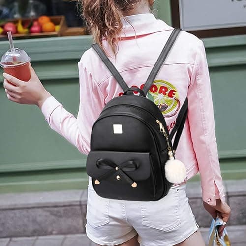 I IHAYNER Girls Bowknot 3-Pieces Fahsion Leather Backpack Backpack Purse for Women Rucksack for Ladies Shoulder Bag thumbnail 6