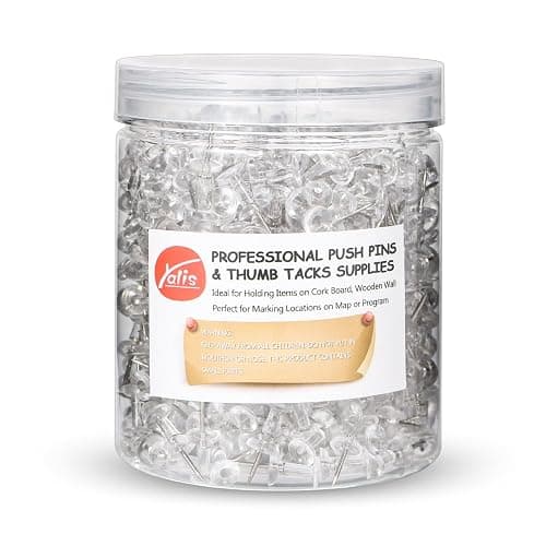 Yalis Push Pins 600 Count, Standard Clear Thumb Tacks Steel Point and Clear Plastic Head - Image 1
