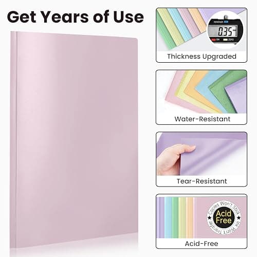 Sooez Folders with Pockets and Prong, 6 Pack, Pastels Colors, File Folders with Prongs, 2 Pocket Folders Bulk, Plastic Folder, School Folder College Supplies, Aesthetic Nursing Cute School Supplies thumbnail 4