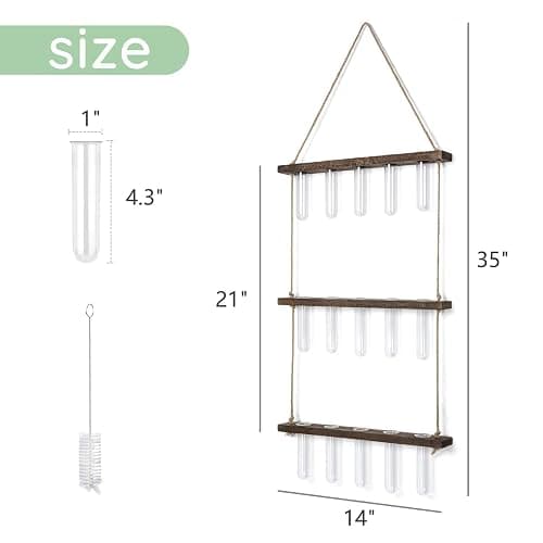 Mkono Plant Propagation Tubes, 3 Tiered Wall Hanging Terrarium with Wooden Stand Mini Test Tube Flower Vase Glass Planter Stations for Hydroponic Cutting Home Garden Office Decor Plant Lover Gift thumbnail 6
