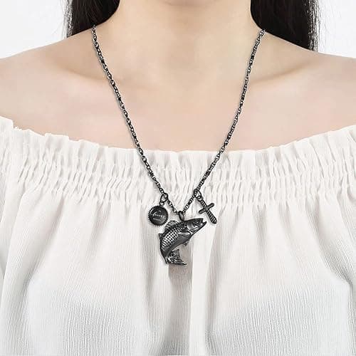 XIUDA Fish Urn Cremation Necklace for Ashes Urn Necklaces for Human Ashes in Loving Memory of Dad Fishing Locket Ashes Holder Keepsake Cremation Memorial Pendant Jewelry thumbnail 6