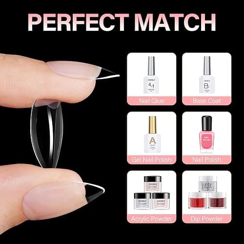 AILLSA Short Almond Nail Tips, 15 Sizes 240PCS Preshaped Soft Clear Gel Nails Tips Full Cover False Nails Tip Short Almond Shaped Tips thumbnail 7