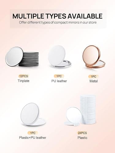 Getinbulk Compact Mirror for Purse, Double-Sided 1X/2X Magnifying Metal Pocket Makeup Mirrors(Round,Pink Marshmallow) thumbnail 8
