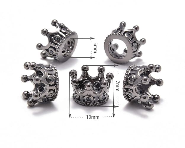 AD Beads Zircon Pave Rhinestones King Crown Or Queen Crown For Bracelet Connector Charm Spacer Beads thumbnail 2