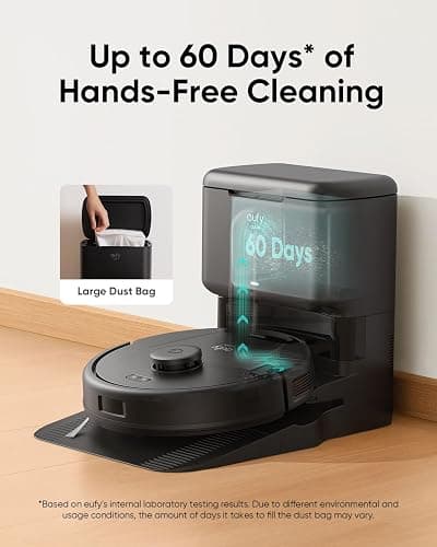 eufy L60 Robot Vacuum with Self Empty Station, Hair Detangling Technology, Up to 60 Days Hands Free Cleaning, 5,000 Pa Suction, Remove Hair, Dust thumbnail 2