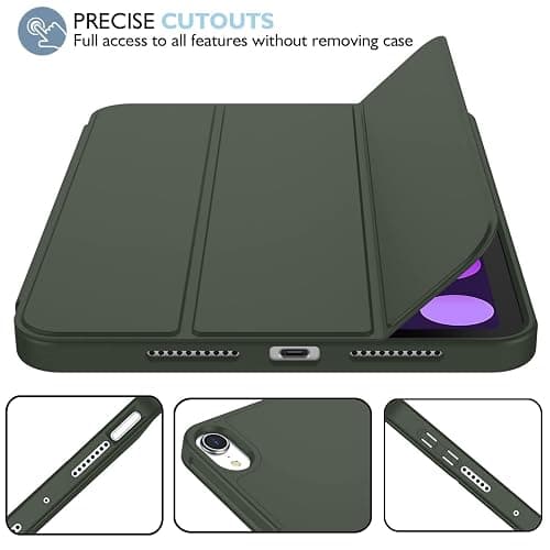 iMieet iPad mini 7 Case 2024 (A17 Pro), iPad mini 6 Case (8.3-Inch,2021 Model), iPad mini 7th/6th Generation Case with Pencil Holder, Trifold Stand Smart Case with Soft TPU Back,Dark Green thumbnail 6