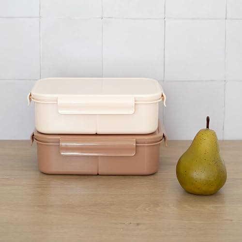 3 Sprouts Recycled Plastic Bento Box for Kids - Premium Eco-Friendly Kids Bento Lunch Box - Leakproof Kid Toddler Lunch Box for Daycare with Multiple Compartments, Microwave & Dishwasher Safe - Sand thumbnail 8
