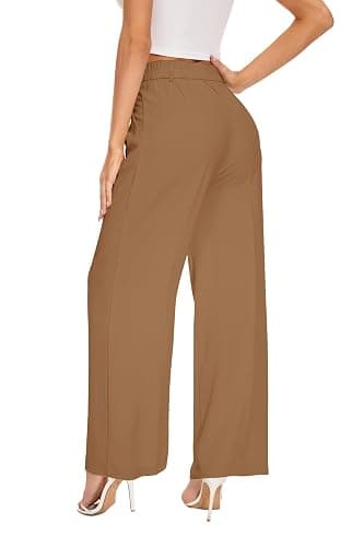 FUNYYZO Wide Leg Pants High Elastic Waisted Long Straight Suit Pants thumbnail 6
