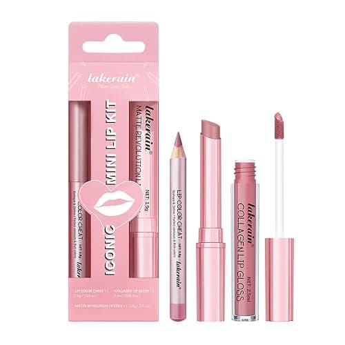 3PCS Matte Liquid Lipstick Lip Balm & Lip Liner Lip Kit, Hydrating Tinted Pink Lip Balm, Collagen Lip Gloss For Dry Lips, Waterproof Make Up Set (# 01 Nude Pink) - Image 1