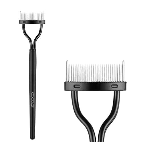 Docolor Eyelash Comb Eyelash Separator Tool Mascara Applicator Eyelash Brush Lash Separator Tool Comb Arc Designed Cosmetic Brushes Tool, with Comb Cover (Black) - Image 1