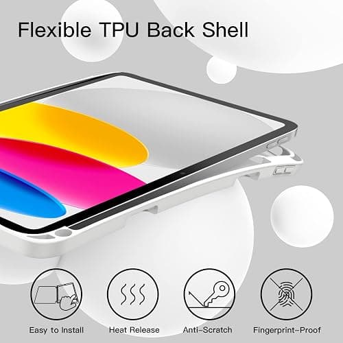JETech Case for iPad (A16) 11th/10th Generation (2025/2022) with Pencil Holder, Slim Tablet Cover with Soft TPU Back, Auto Wake/Sleep (White) thumbnail 3