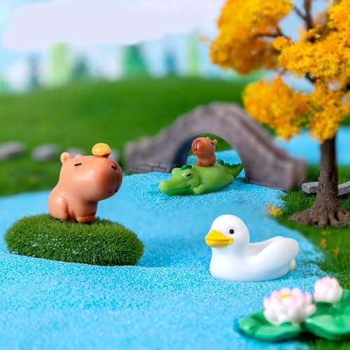 ZCMMGPBB 10 PCS Mini Capybara Figures - Birthday Party Capybara Cake Toppers & Toys thumbnail 5