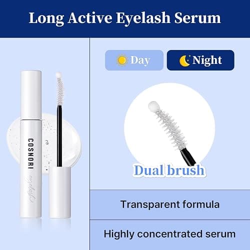 COSNORI Long Active Eyelash Serum - Korean Eyelash Boost Serum - Eyebrow Growth Enhancer for Longer and Thicker - Vegan Prostaglandin Free & Non Irritating - Peptides, Hyaluronic Acid, 0.3 fl.oz. thumbnail 5