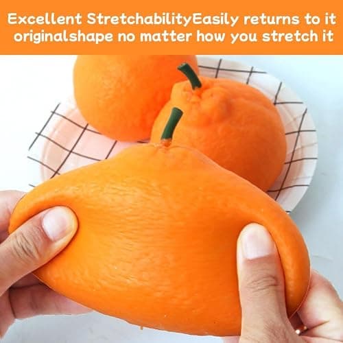 Tangerine Giant Squish-ies, Fruit Squish Stress Balls, Stress Relief Soft Simulation Orange Fruit Squeez-e, Novelty Fidget Sensory Food Fun Stretchy Desk to-ys, Easter Basket Stuffers Gift (5cm) thumbnail 4