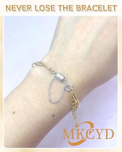 MKCYD 8Pcs Magnetic Bracelet Clasps and Closures with Safety Chain Never Fall Silver Bracelet Extender Converter Magnetic Clasps for Women thumbnail 5