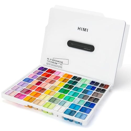 ARTFLY HIMI Gouache Farben Set, 112 Farben x 12 ml, Einzigartiges Twin-Jelly-Cup-Design in einer Tragetasche Perfekt für Künstler, Studenten, Gouache Undurchsichtige (Weiß) - Image 1
