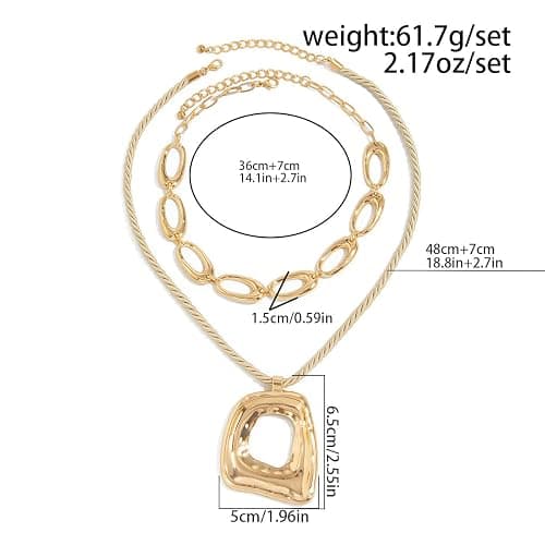 Layered Gold Chunky Cross Necklace For Women Stacked Gold Irregular Geometric Square Pendant Necklace Unique Punk Hip-Hop Oval Hollowed-Out Chain Necklace Fashion Accessories Creative Jewelry For Women thumbnail 5