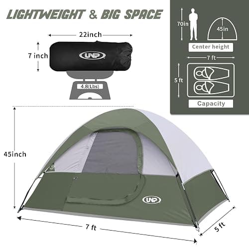 Camping Tent 2 Person, Waterproof Windproof Tent with Rainfly Easy Set up-Portable Dome Tents for Camping thumbnail 2