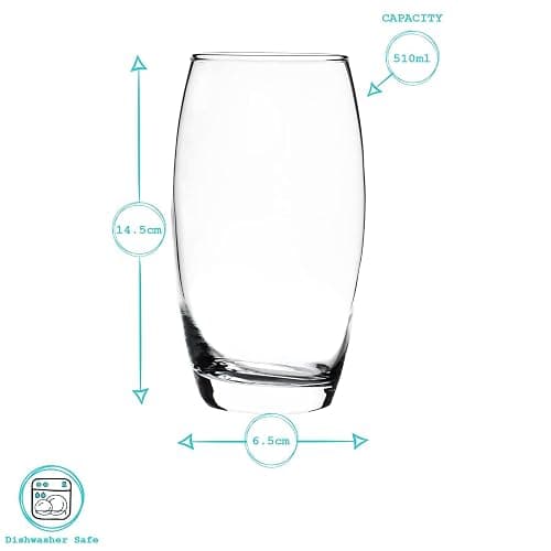 6X 510ml Hiball Glasses - 'Tondo' Range - Modern Highball Cocktail Juice Water Tall Drinking Tumblers - Dishwasher Safe - by Argon Tableware thumbnail 3