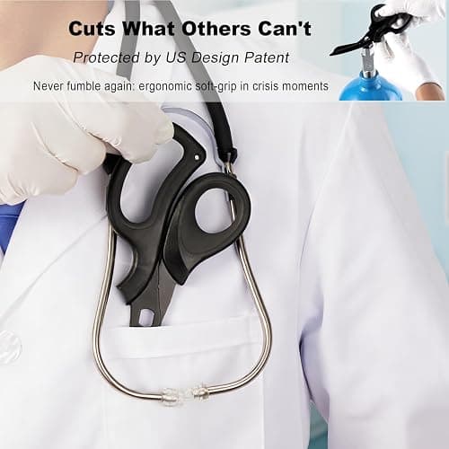 MEUUT 2 Pack Medical Scissors Trauma Shears for Left and Right Hand -Patented Bandage Scissors All Purpose with Non-Stick Blades, Surgical Grade Shears Stainless Steel EMT Scissors for Nurses EMT thumbnail 5