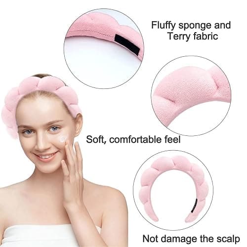 WFWJ Women's Spa Headband, Headband for Washing Face, Makeup Removal, Shower, Skincare (Black, 1 Count) thumbnail 4