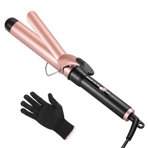 Curling Iron 1.25 inch, Haglater Hair Curler Quick Heating Curling Wand for Long Hair, Ceramic Barrel Curling Tongs with 2 Temperature - Image 1