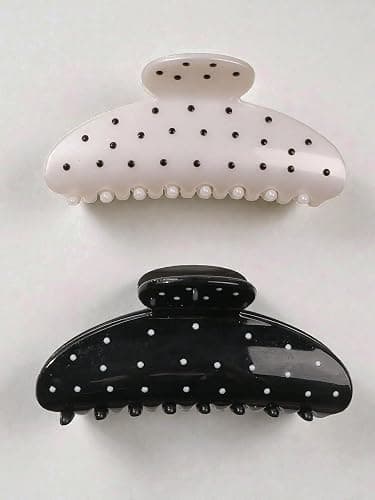 KEMMINTVN Strong Hold Polka Dot Hair Claw Clips Set of 2 for Thick Hair, Non-Slip Daily Styling, Cute All-Season Hair Accessories thumbnail 9
