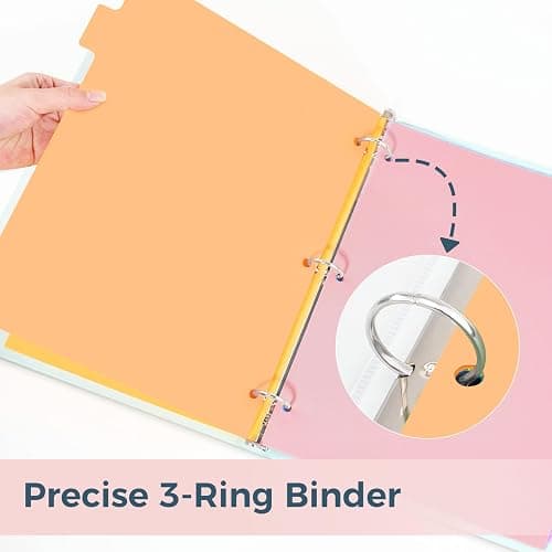 SUNEE 8 Tab Binder Dividers,Plastic Dividers for 3 Ring Binder,3 Ring Binder Dividers with Tabs for School Office Home Supplies,Pastel Color, 1 Set - 1 thumbnail 3
