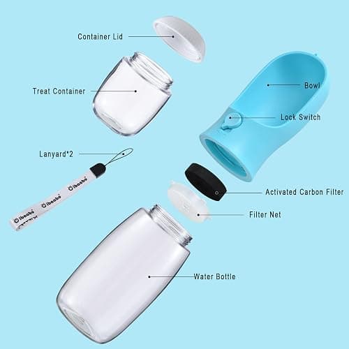 Cibaabo Dog Water Bottle with Food Container, Travel Puppy Water Bowl, Portable Pet Dispenser, Dog Stuff Accessories Items, Puppy Essentials Necessities for Yorkie Chihuahua Cat Walking and Hiking thumbnail 3