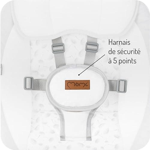 MoMi KENANI Transat balancelle jusqu’à 9 kg, pliable, télécommande et Bluetooth pour smartphone, alimentation piles et secteur, harnais de sécurité 5 points, pare-soleil, moustiquaire thumbnail 6
