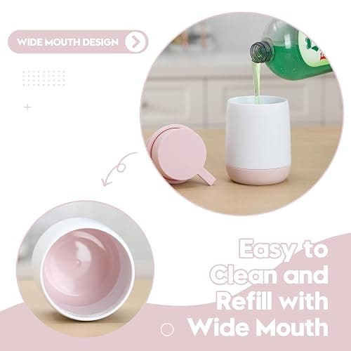 YAUKPH Refillable Pink Liquid Soap Dispenser Cute Decor Style for Bathroom & Kitchen Suitable for Kids and Adults thumbnail 7
