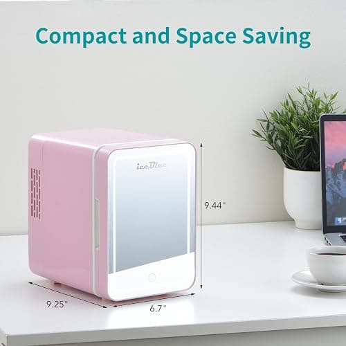 Iceblue 4L Dimmable LED Light Mirror Mini Fridge for Skincare, Skincare Fridge with thermoelectric Cooling Function for Cosmetics and Skincare, AC & DC Mini Refrigerator- Baby Pink thumbnail 2