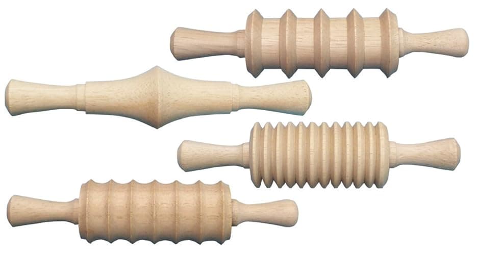 Creativity Street Clay and Dough Pattern Rolling Pin Set, 6 Inches, Wood, Set of 4 - Image 1