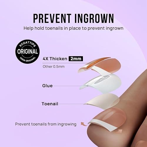 BTArtbox Press On Toenails, Hope Hope, Short Squoval, French Tip, 32Ct | Lamp-Curable, 4-Week Wear, Salon-Quality Toenails, 4X Thicker Tips, Custom 6 Big Toe Sizes, 16 Sizes, All-in-One Complete Kit thumbnail 3