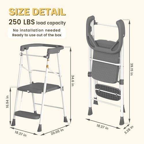 HBTower Kids 2 Steps Step Stool, Toddler Tower for Kitchen Counter Learning, Toddler Kitchen Stool Helper with Anti-Drop Safty Railing Kids Standing Folding Stepper thumbnail 2